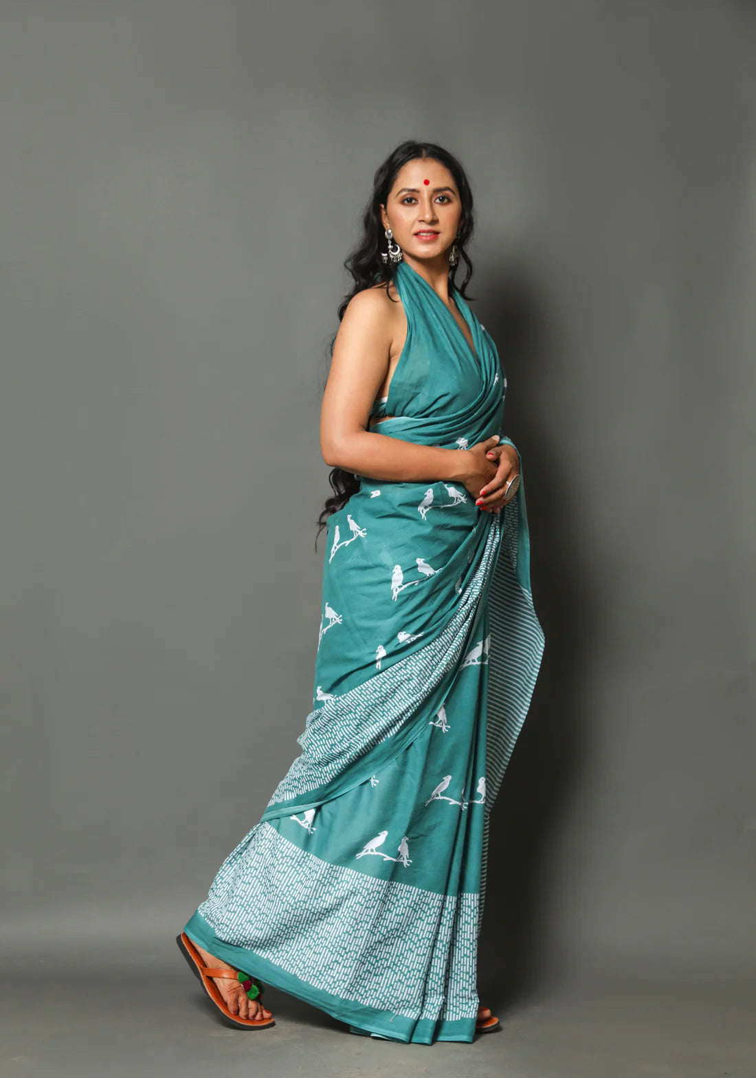 Printed Pure Cotton Mulmul Saree With Blouse