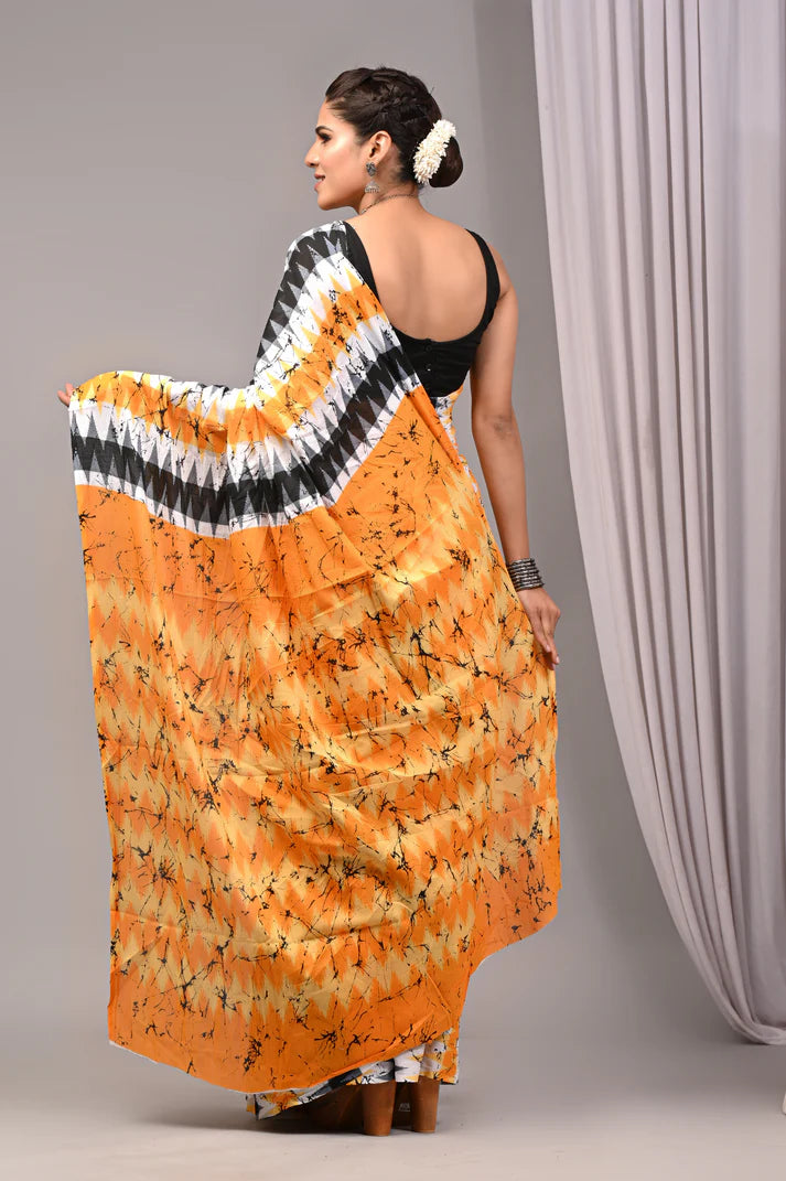 Printed Pure Cotton Mulmul Saree With Blouse
