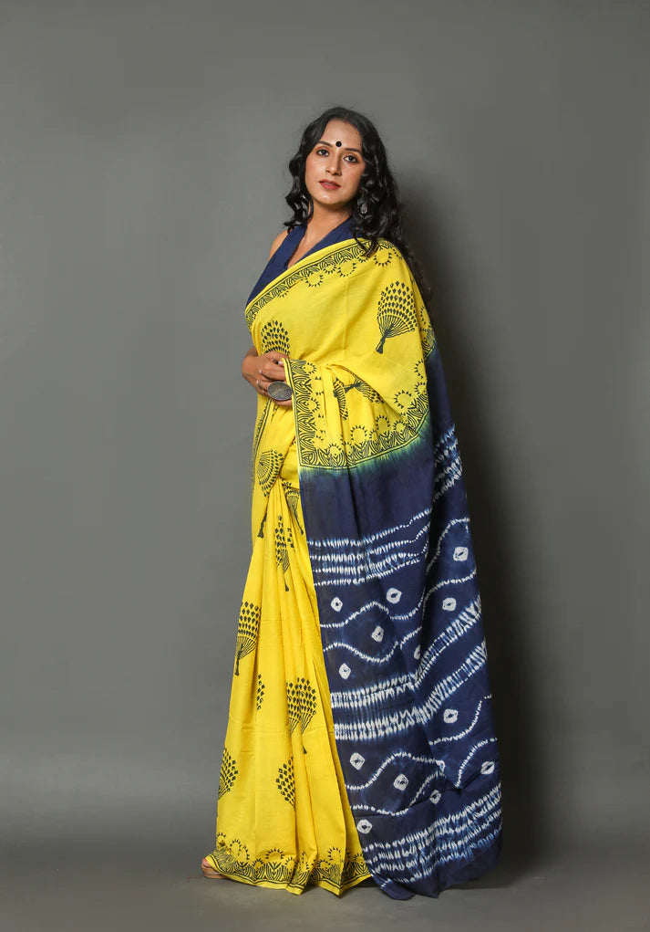 Printed Pure Cotton Mulmul Saree With Blous
