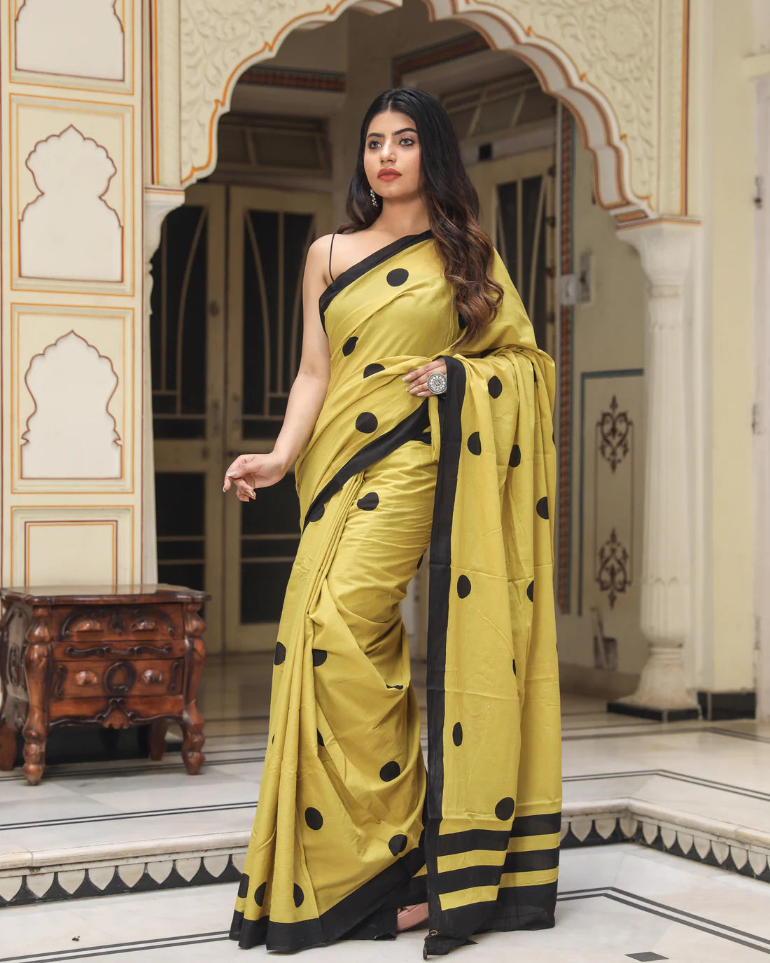 Printed Pure Cotton Mulmul Saree With Blouse