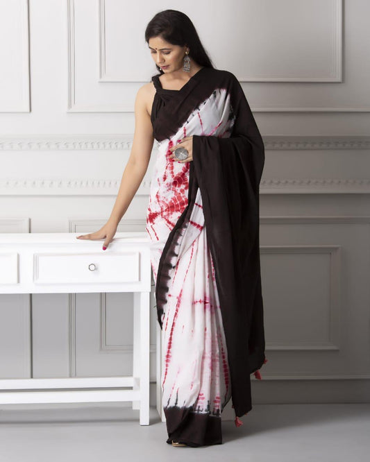 Printed Pure Cotton Mulmul Saree With Blouse