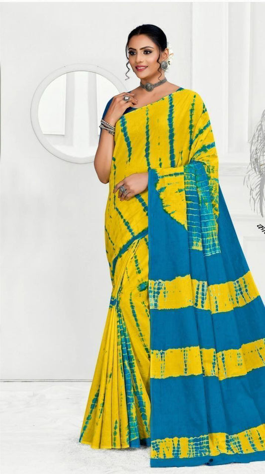 Printed Pure Cotton Mulmul Saree With Blouse