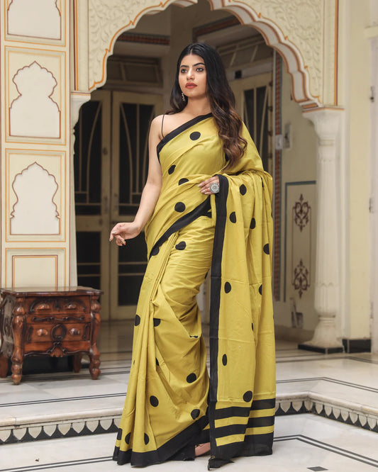 Printed Pure Cotton Mulmul Saree With Blouse